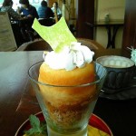 Cafe 中野屋『純米大吟醸のサヴァラン 柚子のコンフィと京都宇治抹茶のパフェ仕立て』