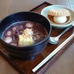 神楽坂茶寮 東京ドーム店『芋餅のあったか汁粉と最中アイス』